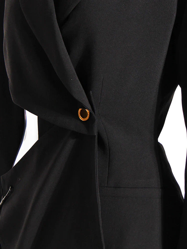 asymmetrical tailored blazer dress with pin detail - Abheera