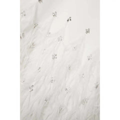 feather-trim embellished gown in ivory – Suzynne