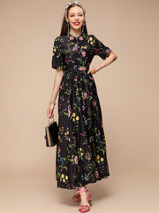 collared floral-print belted maxi dress – Tetyana