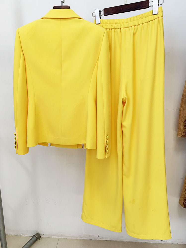double-breasted tailored pantsuit with crystal trim - Cathy
