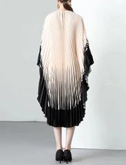 pleated batwing midi dress with gradient ombré detail – NORNA
