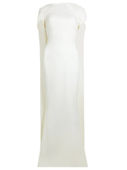 cape-sleeve column gown in ivory – Thuna