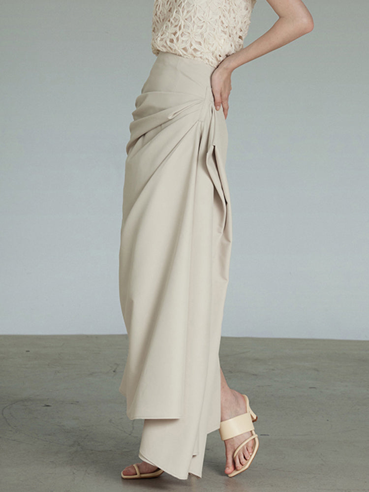 draped maxi skirt with side gather - Whan