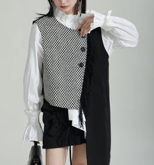 sleeveless asymmetric vest with contrast panel - Tanaquil