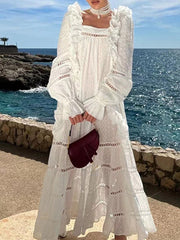 ruffled eyelet lace maxi dress – Edwdina