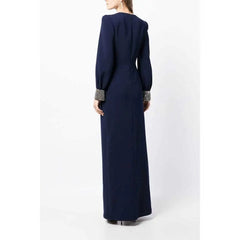 long-sleeve gown with crystal-embellished cuffs – Sukanya