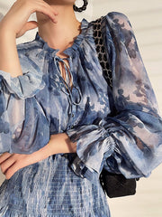 floral print chiffon maxi dress with smocked waist – ESALA