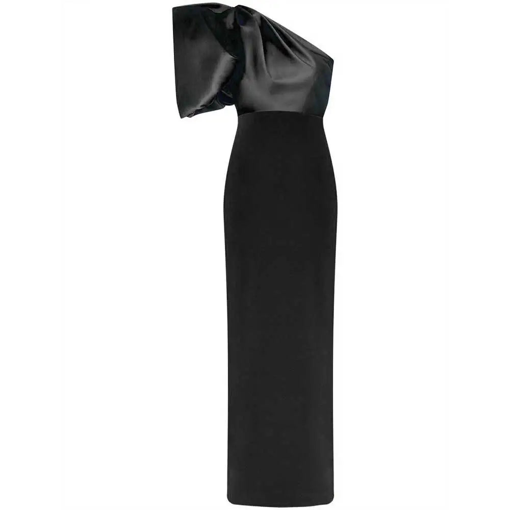 one-shoulder gown with voluminous sleeve – Surenia
