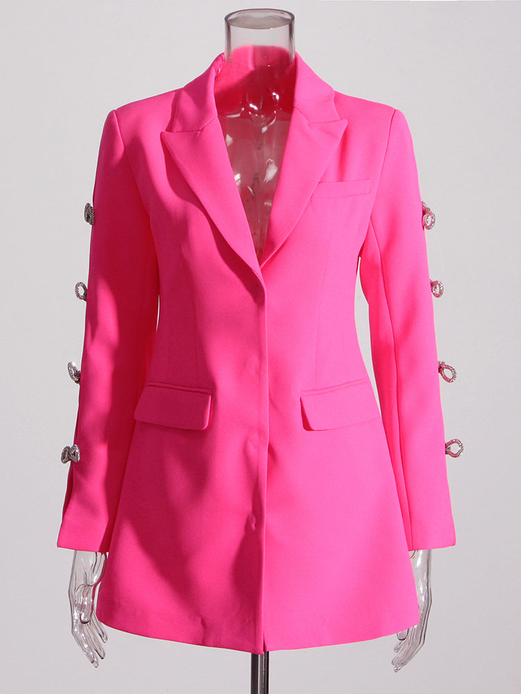 longline blazer with pearl chain and crystal bows – FAYE