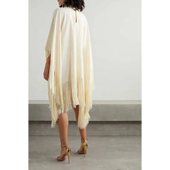 fringed hem mini cape dress – Susil