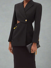 asymmetrical tailored blazer dress with pin detail - Abheera
