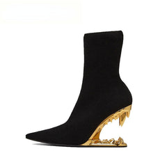 pointed-toe ankle boots with sculpted monster wedge - KOLEEN