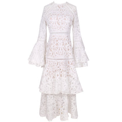 tiered lace gown with flared sleeves – Taarini