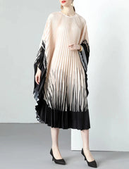 pleated batwing midi dress with gradient ombré detail – NORNA