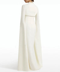 cape-sleeve column gown with embellished neckline – Aamnllc