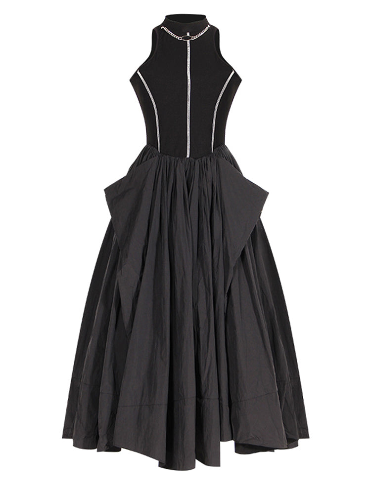 halter neck midi dress with voluminous skirt – Aislign
