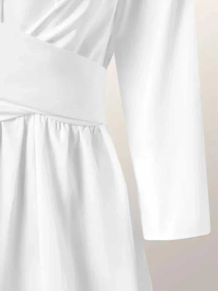 wrap-front shirt dress in white – Teigra