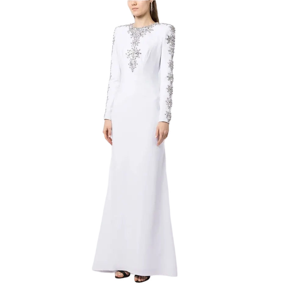 Embellished long-sleeve gown with fitted silhouette – Ziarre