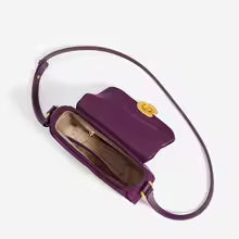 suede flap shoulder bag with gold sculpted lock - IRIXIS