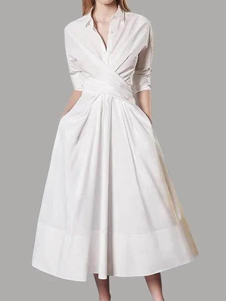 wrap-front shirt dress in white – Teigra