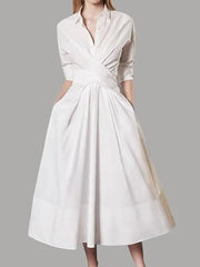 wrap-front shirt dress in white – Teigra