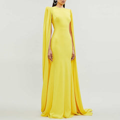 sleeveless column gown with floor-length cape – Tianna