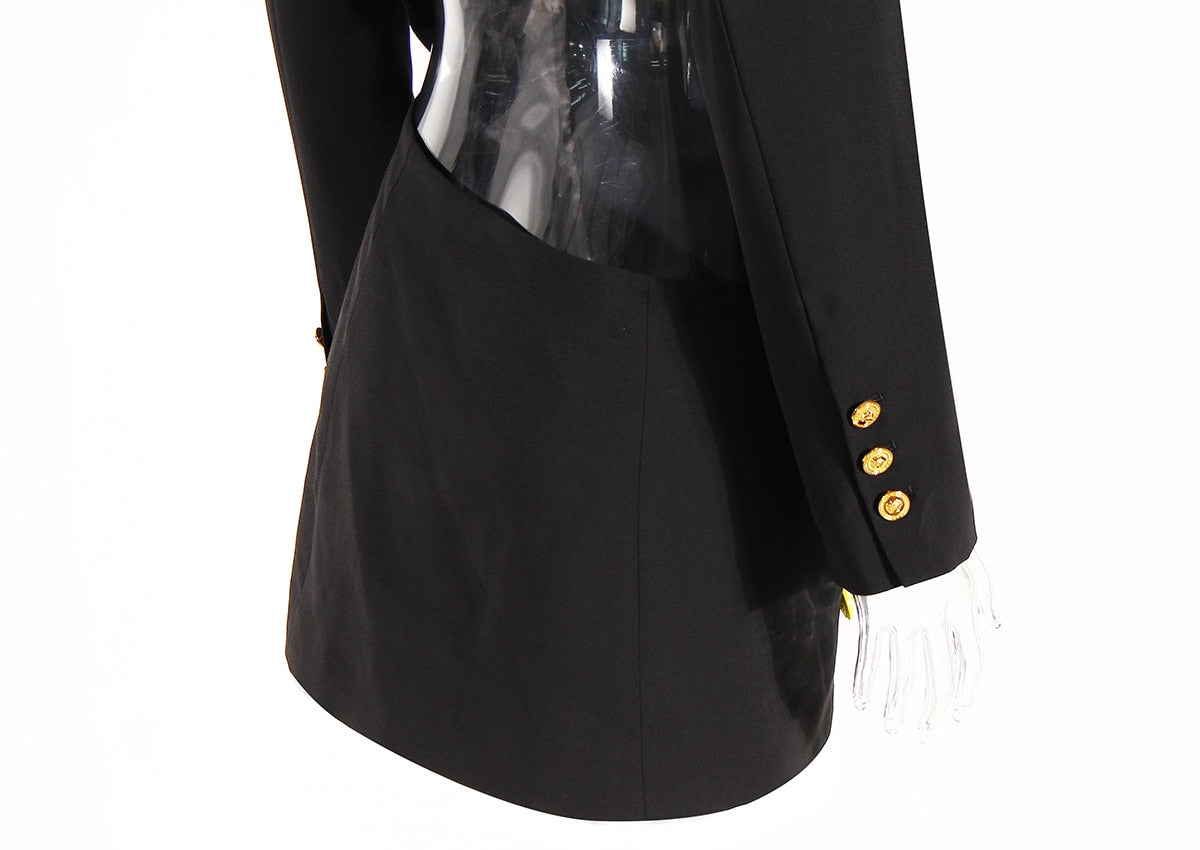 asymmetrical tailored blazer dress with pin detail - Abheera