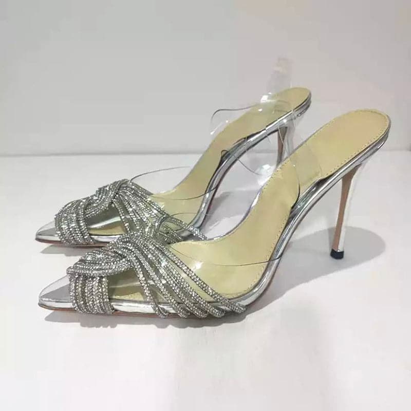 slingback stiletto heels with rhinestone straps – Celia