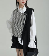sleeveless asymmetric vest with contrast panel - Tanaquil