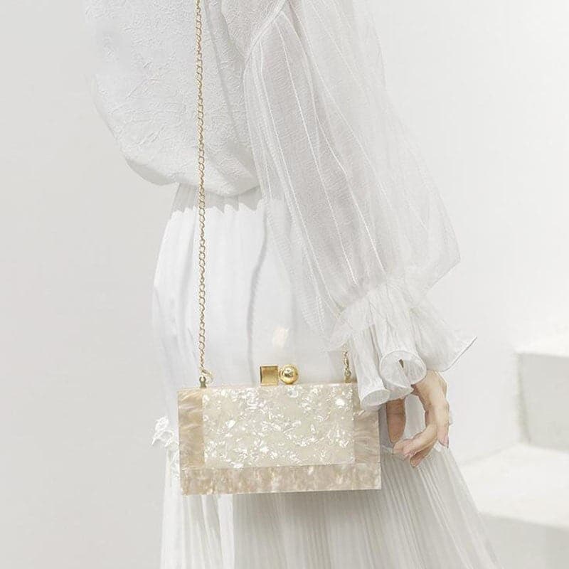 rectangular acrylic clutch with gold clasp - Rylie