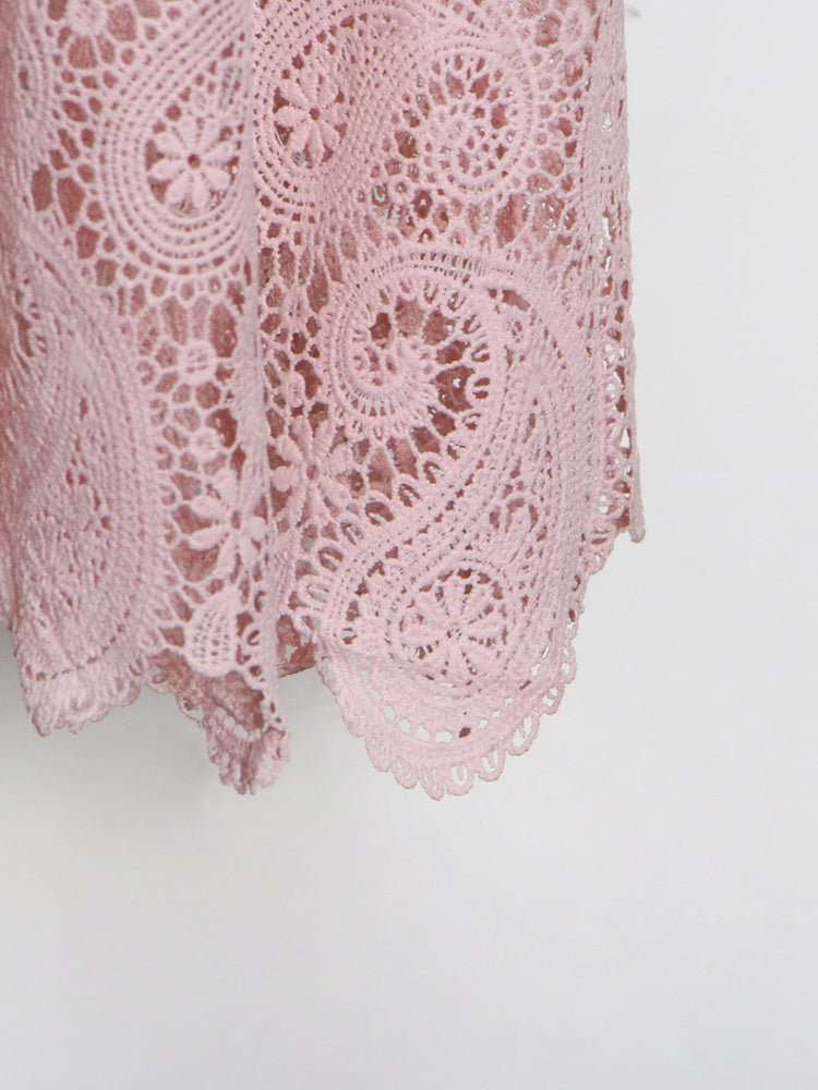 button-down lace maxi dress with belt – Aellfleda