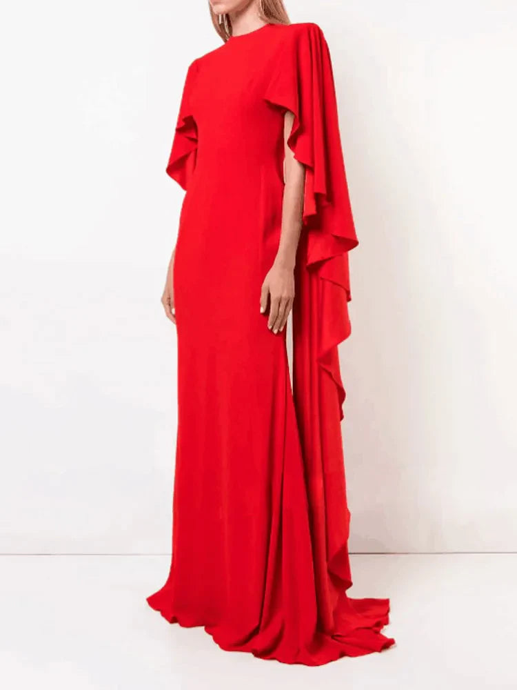 ruffle-sleeve floor-length gown – Weiva