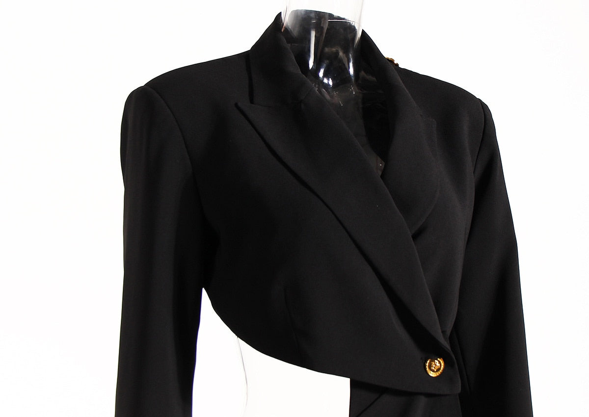 asymmetrical tailored blazer dress with pin detail - Abheera