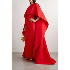 dramatic cape-back gown in crimson – Sujala