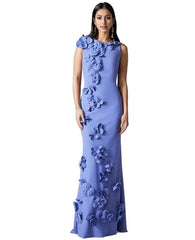 floral-appliqué column gown – Zineta