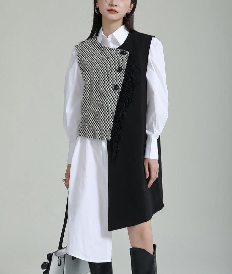 sleeveless asymmetric vest with contrast panel - Tanaquil