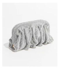 ruched mesh crystal clutch bag - Efuewa