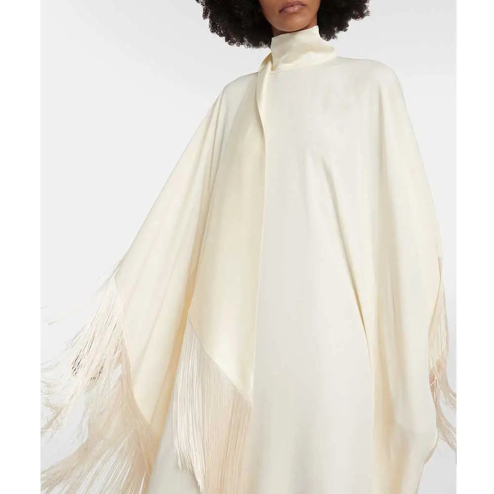 fringed kaftan gown with tie-neck – Sushali