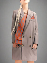 pinstripe double-breasted blazer with contrast printed lining - Svana