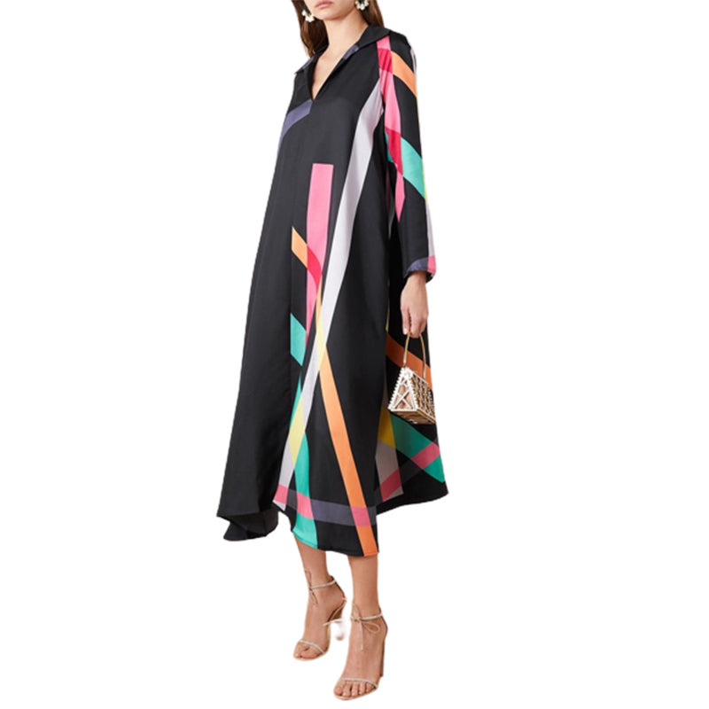 geometric-print A-line midi dress – Teressa