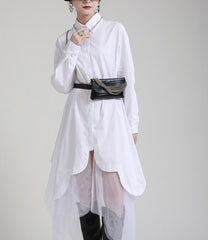 long-sleeve shirt dress with layered tulle hem - Tabina