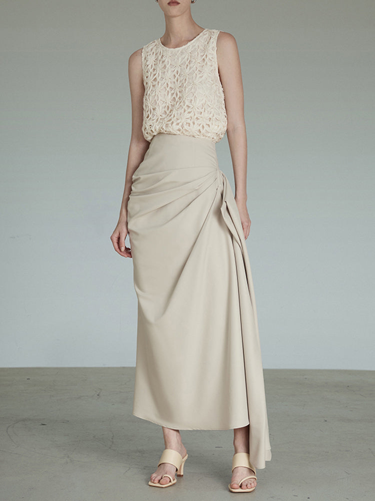 draped maxi skirt with side gather - Whan