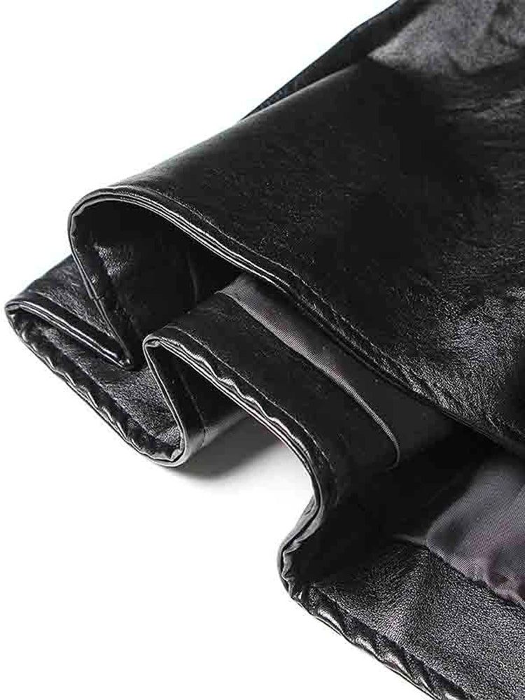 fitted peplum leather jacket with front zip - Chaney