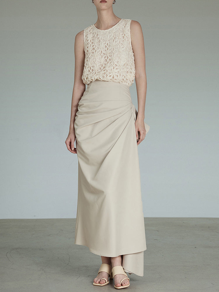 draped maxi skirt with side gather - Whan