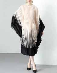 pleated batwing midi dress with gradient ombré detail – NORNA