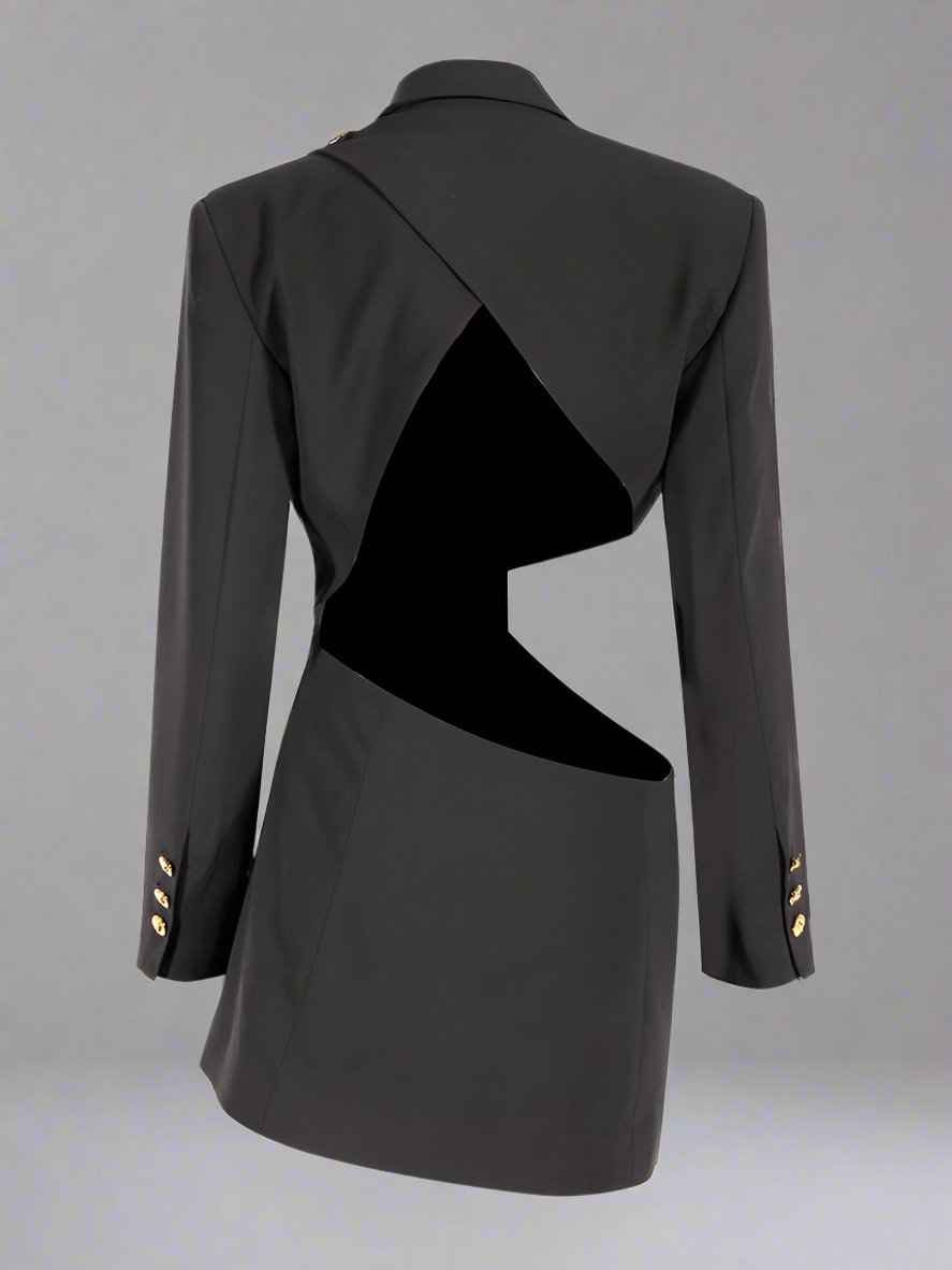 asymmetrical tailored blazer dress with pin detail - Abheera