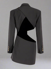 asymmetrical tailored blazer dress with pin detail - Abheera