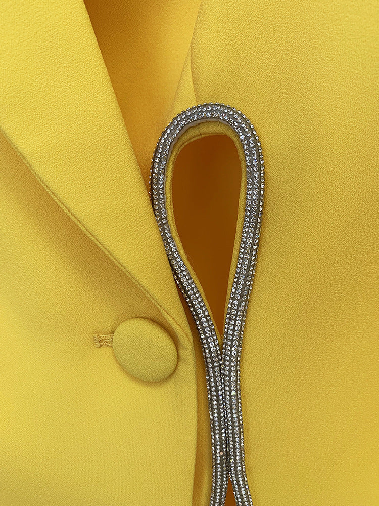 double-breasted tailored pantsuit with crystal trim - Cathy