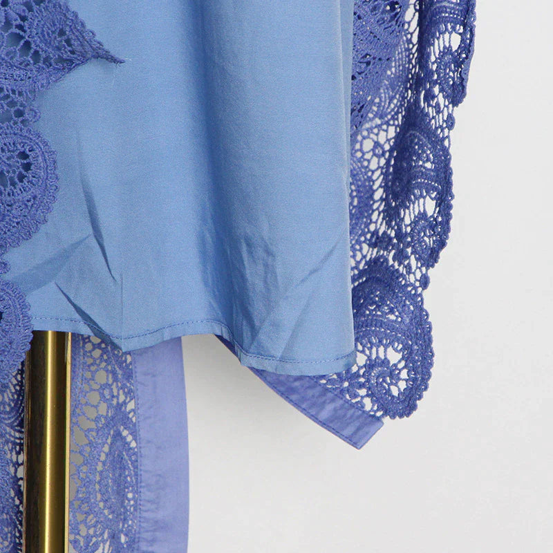 button-down lace maxi dress with belt – Aellfleda