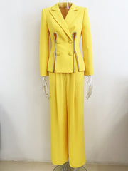 double-breasted tailored pantsuit with crystal trim - Cathy